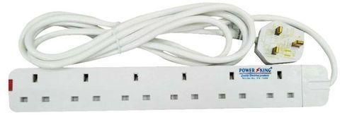Power King 6 Way Extension Cable. -White