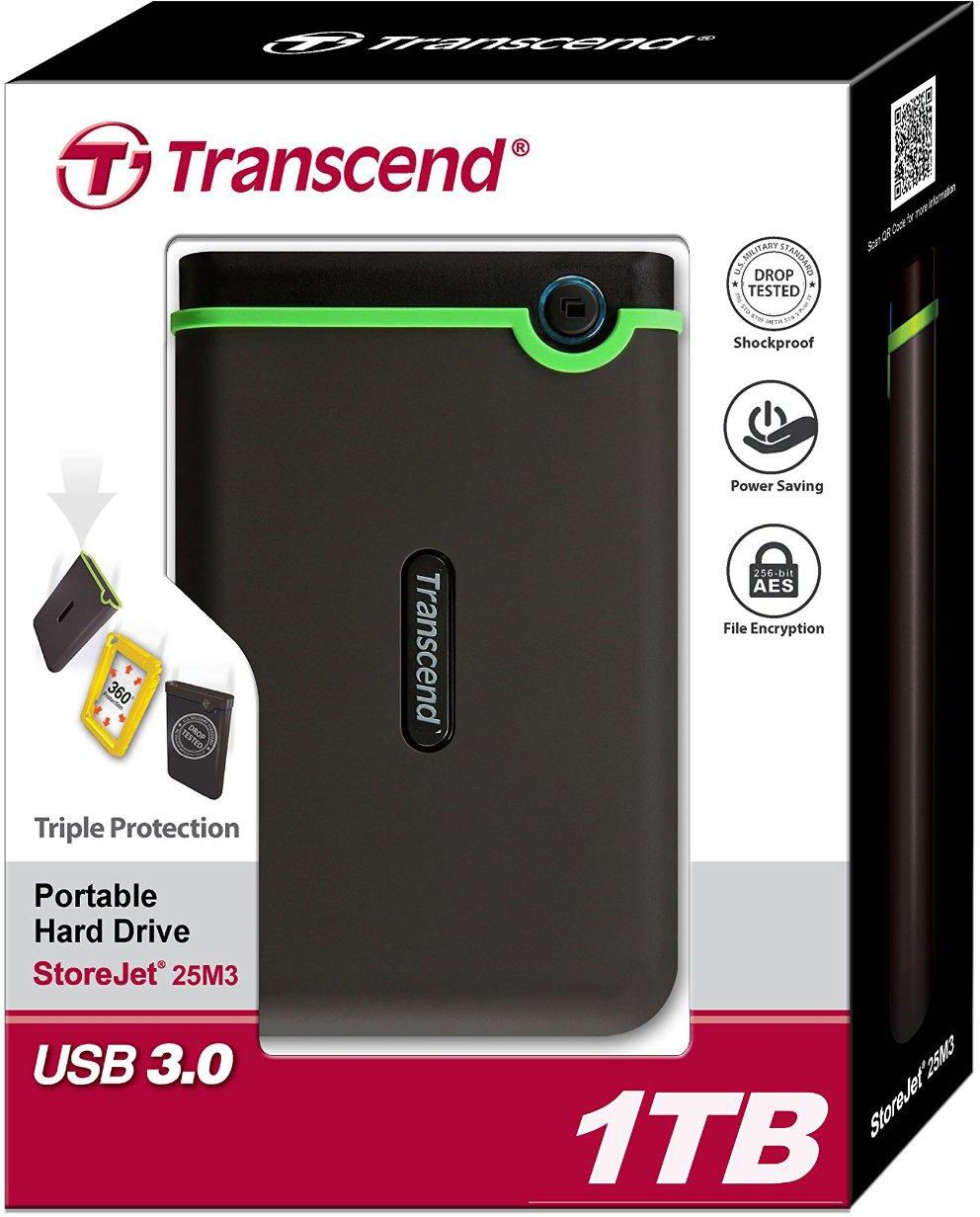 TRANSCEND- External Portable Hard Drive- 1TB – Black