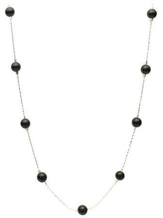 Onyx Stone Beads Station Illusion Chain Necklace