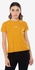 Ribbed Detail Crew Neck Top Mustard Yellow