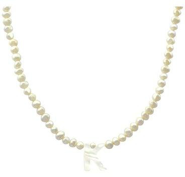 10 Karat Gold With Pearls Strand Letter K Necklace