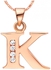 K Letter 18k Rose Gold Plated Necklace with Austrian crystals