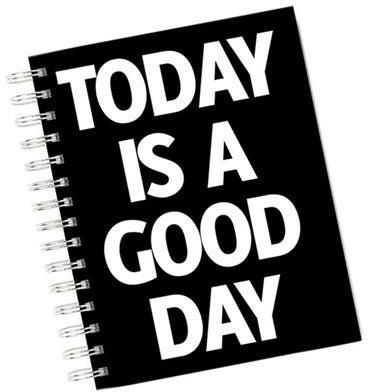 دفتر ملاحظات مقاس A4 بطباعة عبارة "Today Is A Good Day" أسود