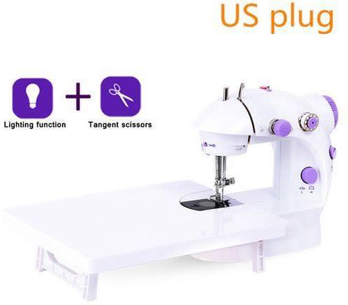 Mini Electric Portable Double Speed Automatic Sewing Machine With Extension board- white