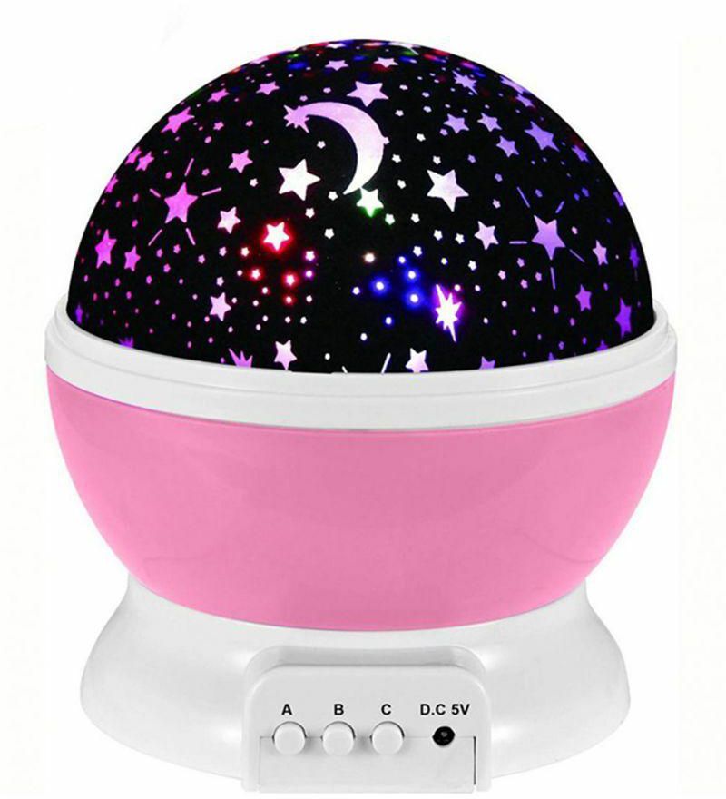 Generic - Star And Moon Rotating Projector Night Lamp Black/White/Pink 13X13X14.5Centimeter