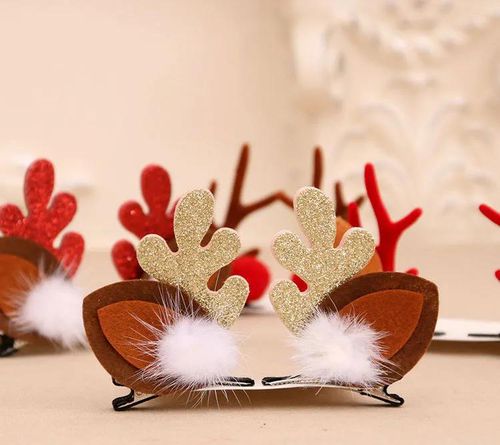 Rhodos  Fashion Children's Christmas Gift Powders Antlers Sable Hair Clip Hairpin Suits Headdress Santa Head Buckle