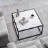 SAYGOER Marble Coffee Table Small Square Coffee Tables Simple Modern Center Table for Living Room Home Office 27.6 * 27.6 * 15.7 Inch, Easy Assembly, White Marble