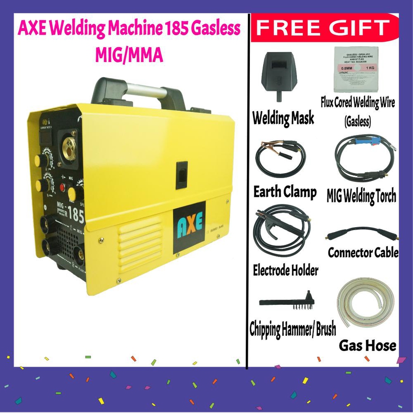AXE Welding Machine 185 Gasless MIG/MMA (Yellow)