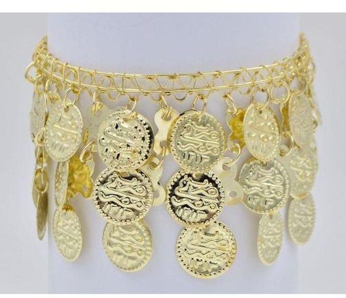 Women Anklet With Metal Pendants - Gold