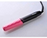 Compact Portable Hair Straightener, Smooth Sliding Ceramic Plate Black/Pink 23.5cm
