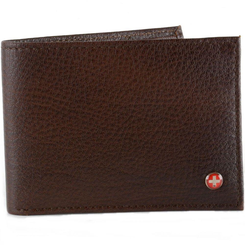 Alpine Swiss Men Leather Bifold Wallet Removable Flip Up ID Window Antique Brown