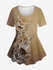 Plus Size Ombre Colorblock Cats 3D Print Crew Neck T-shirt - 6x