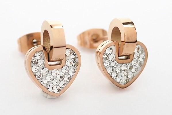 Magari New Titanium Steel Heart-Shaped Fashion Simple Earrings (Gold)