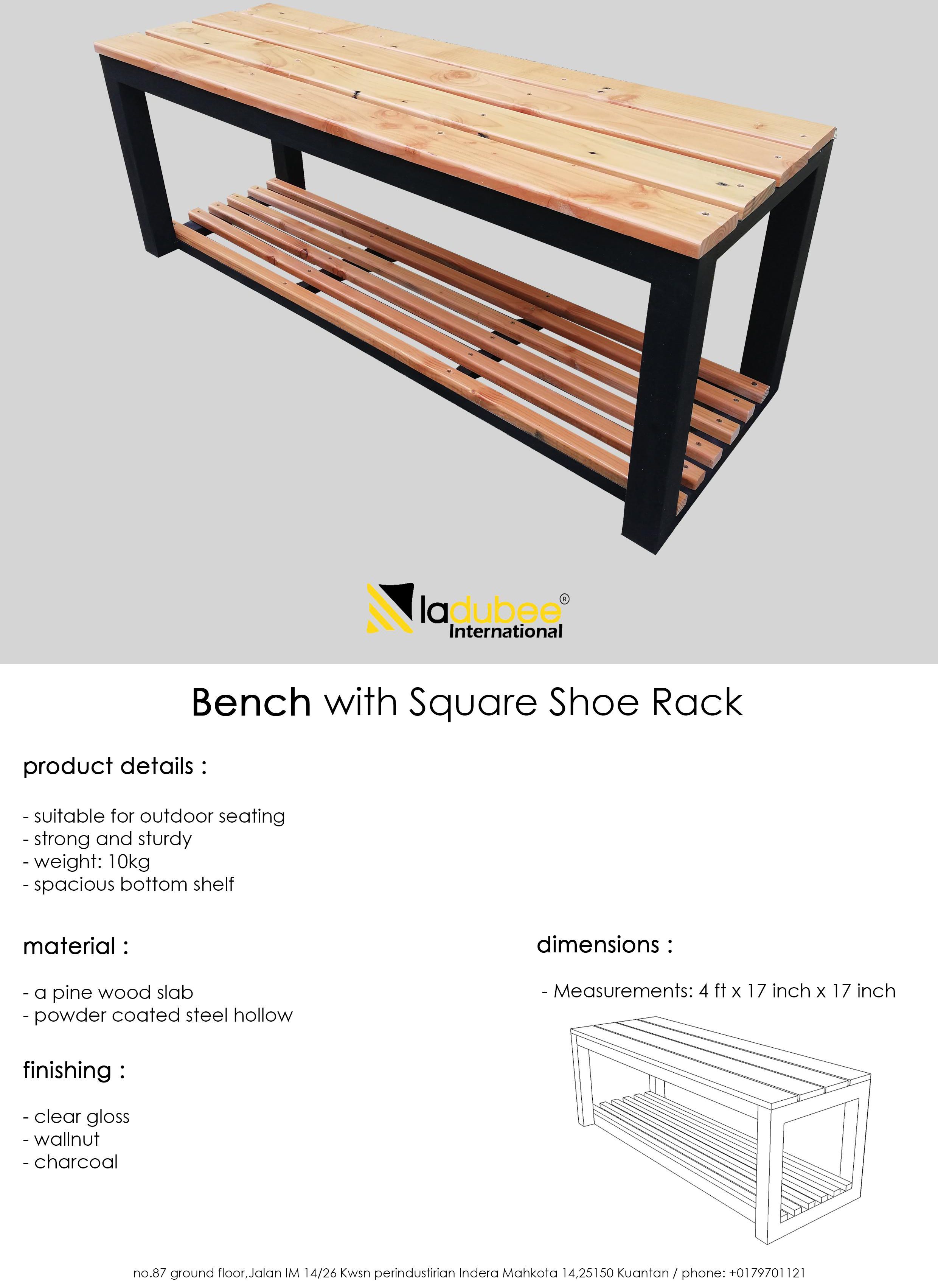 Bench with Shoe Rack - Wood
