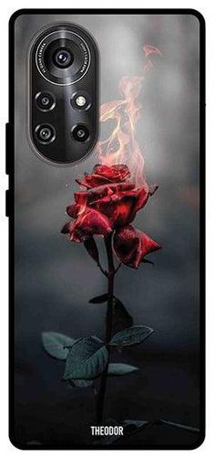 Protective Case Cover For Huawei Nova 8 Pro Burning Red Rose Multicolour