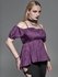 Gothic Floral Butterfly Embroidery Lace Up Cold Shoulder Top - 4x | Us 26-28