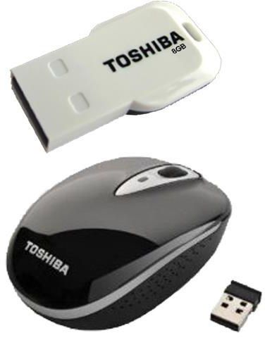 [Bundle Offer] Toshiba W25 Wireless Mouse - Black + Toshiba Mini USB Flash Drive 8GB - White