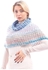 Geda Cowl Collar Knitted Slip On Poncho - Sky Blue, Beige & Rose