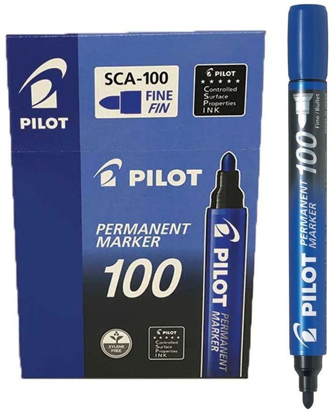 Pilot Permanent Marker Blue Fine (Bullet Tip) Sca-100 (12 Pcs)