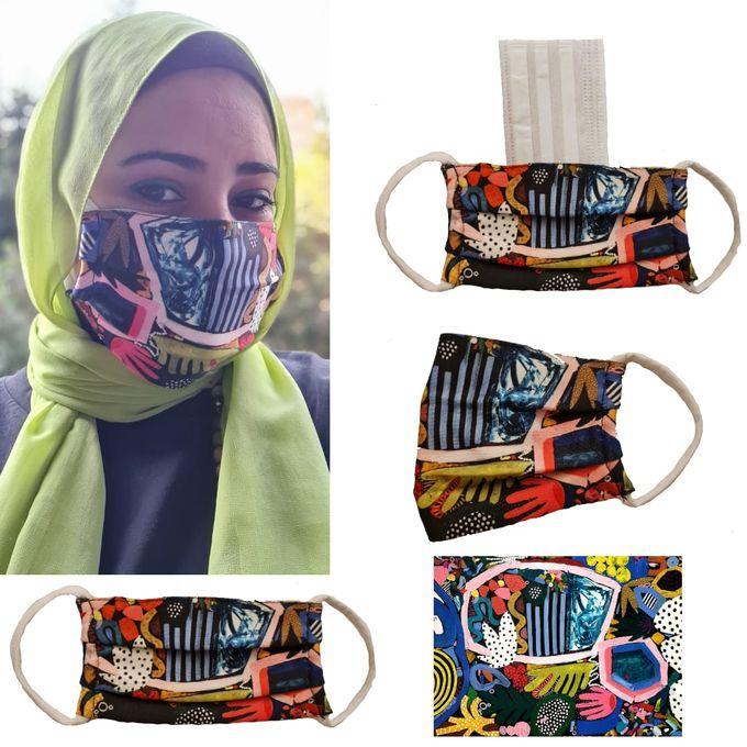 aZeeZ Flowing Abstract Women Face Mask - 3 Layers + 5 SMS Filter