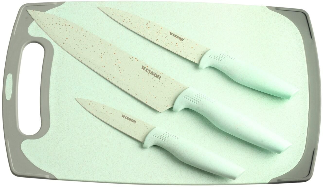WINSOR CUTTING BOARD WITH KNIFE SET- GREEN