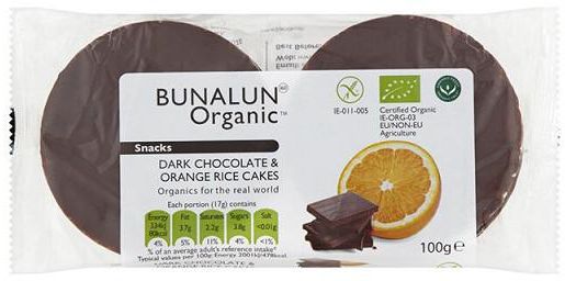 Bunalun Organic 4 Dark Chocolate & Orange Rice Cakes 100G