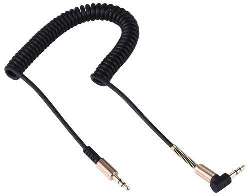 Generic 3.5mm Jack Male To Male Plug Stereo Audio Aux Retractable Coiled Cable With Metal Spring For Iphone, Ipad, Samsung, Mp3, Mp4, Sound Card, Tv, Radio-recorder, Etc.coiled Cable Stretches To 1.6m(black)