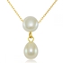 Vera Perla 18K Solid Gold White Button Pearl Drop Necklace [18KDDPN]