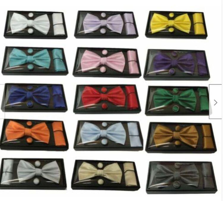 Fashion Exquisite Men's Bow Tie, Cufflinks & Pocket Square Set