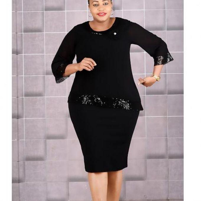 Fashion Black Turkey Style Midi Length Dress