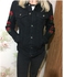 9H Casual Floral Embroidery Jacket - Black