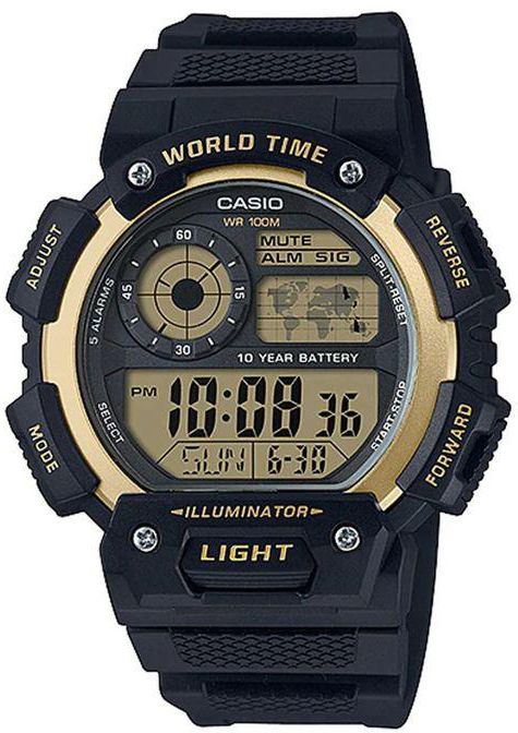Casio Men's Yellow Dial Resin Band Watch - AE-1400WH-9A