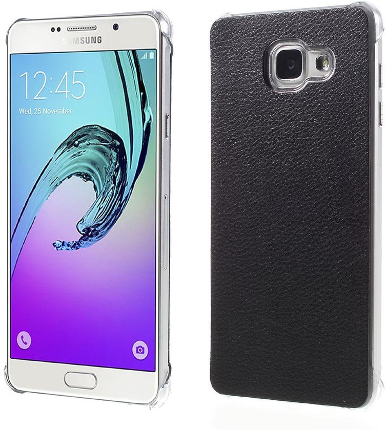 Samsung Galaxy A7 SM-A710F (2016) - Litchi Skin Leather Coated Hard Case – Black