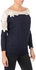 CUE CU-WCT-76 Blouses For Women-Navy and Offwhite , Xlarge