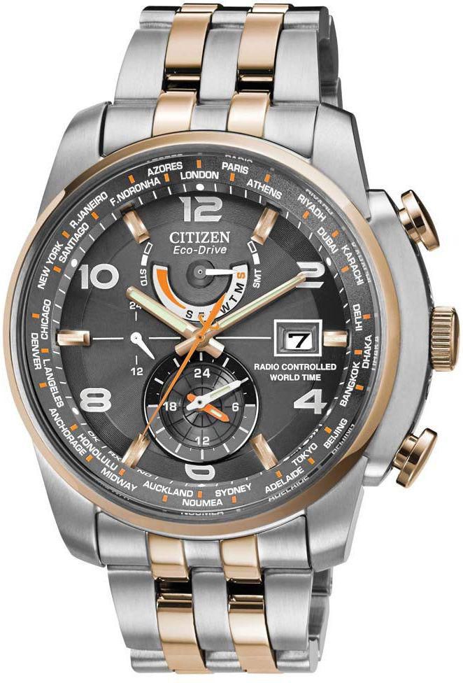 Citizen Eco-Drive World Time Atomic Radio Controlled Mens Watch Model AT9016-56H