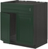METOD Base cabinet f sink w 2 doors/front, black, Bodbyn dark green, 80x60 cm