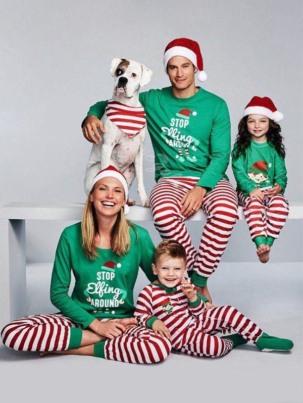 Christmas Striped Graphic Family Matching Pajamas Set - 5t