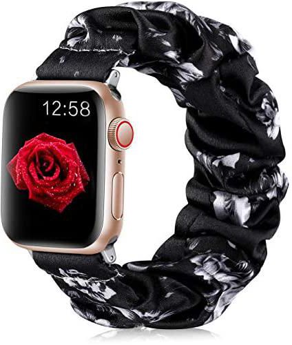 Henva متوافق مع سوار ساعة Apple Watch Scrunchies SE 38 مم 40 مم 42 مم 44 مم، سوار معصم من نسيج ناعم مطبوع أربطة مرنة لسوار iWatch Series 6 5 4 3 2 1، النساء الفتيات