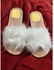 Fur Slippers With Medical & Comfortable Leather Sole -Flat - White Fur
