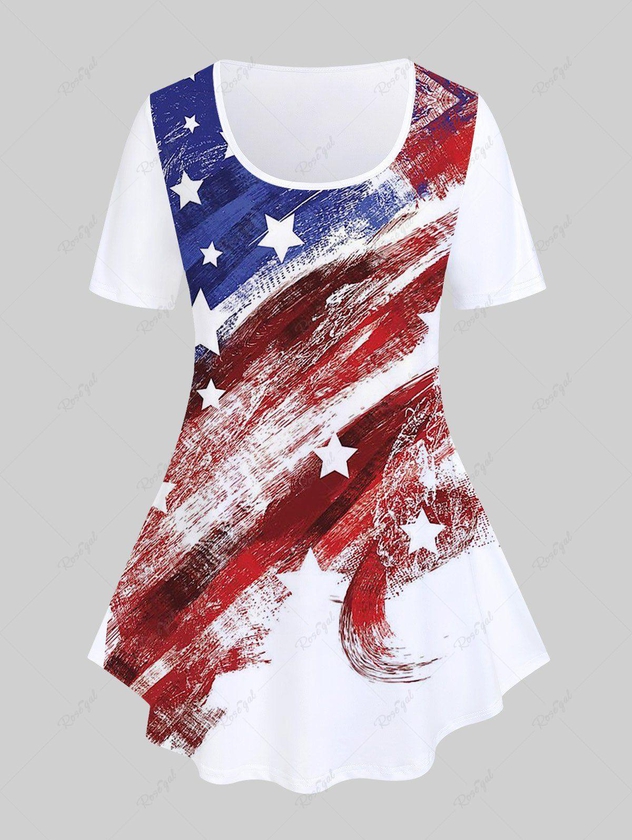 Plus Size Patriotic American Flag Print Tee - M | Us 10