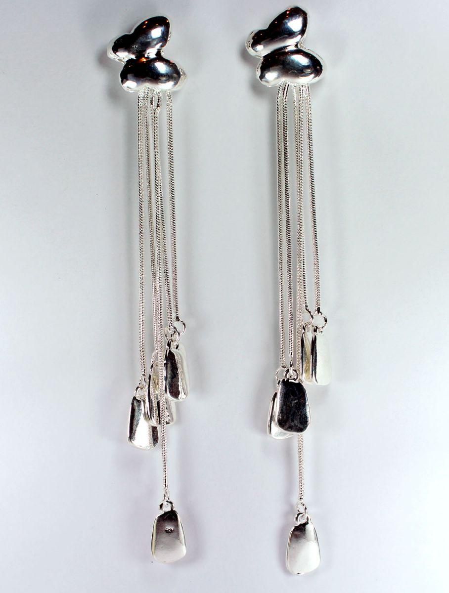 925 silver plated long drop & dangle earrings fashion ladies ear rings