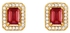 Fancy Garnet and Cubic Zirconia Fashion Halo Earrings in 14K Yellow Gold
