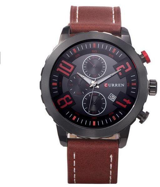 CURREN Leather Strap Round Quartz Watch Analog Wrist Watch, Curren-8193