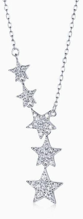 Elegant Star Crossed 925 Silver Necklace