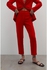 Casual Color Suit High Rise Plain Trousers Red