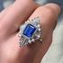 Artsy Blue Sapphire And Pearl Stones Ring-Silver