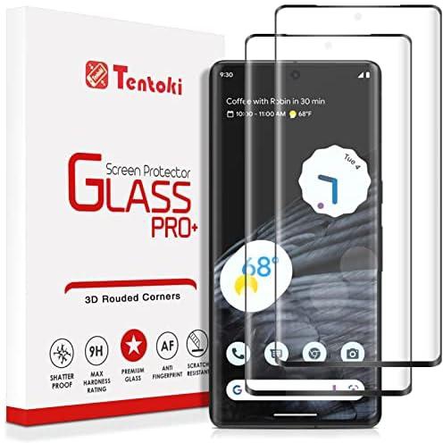 Tentoki [2 Pack] for Google Pixel 7 Pro Screen Protector, 9H Tempered Glass, Ultrasonic Fingerprint Compatible, 3D Curved, HD Clear Scratch Resistant for Google Pixel 7 Pro 5G Glass Screen Protector