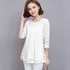 Casual/Daily Simple / Boho Summer Blouse,Solid Round Neck Long Sleeve Polyester Sheer white m