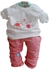 بيجامة أطفال وردية اللون من القطن تتكون من ثلاث قطع