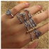 Eissely 10pcs/Set Women Bohemian Vintage Silver Stack Rings Above Knuckle Blue Rings Set